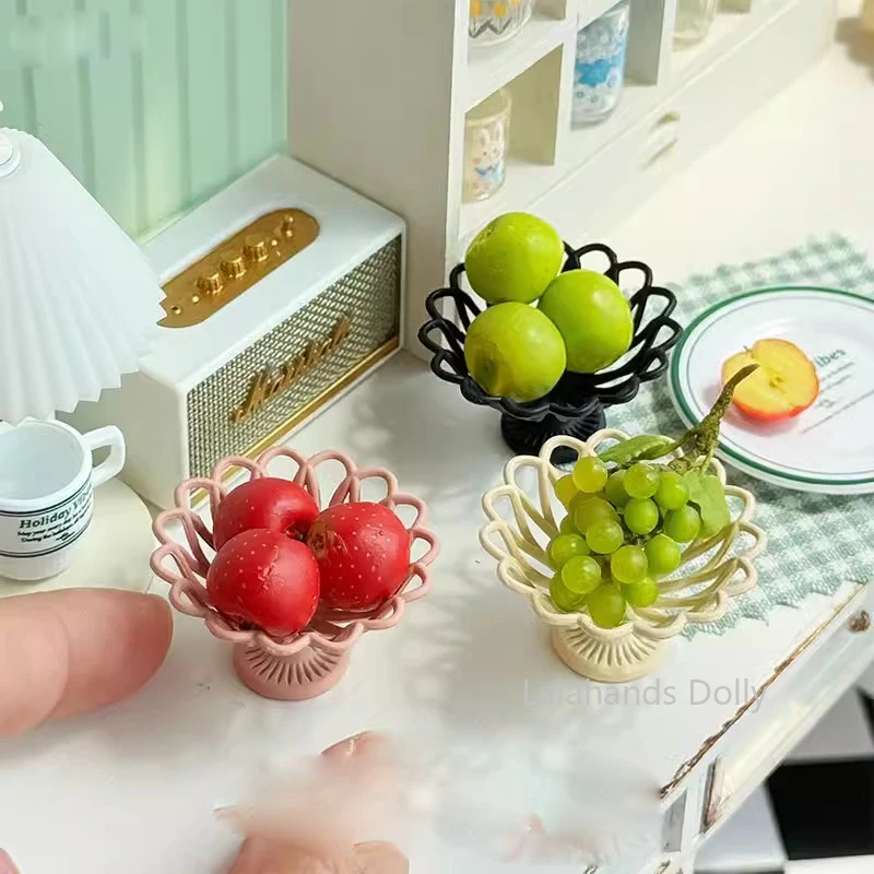 

Dollhouse Mini Fruit Bowl Flower Shaped Iron Fruit Plate Tray/Tableware Plate Miniature Items Furniture Decorative Accessories