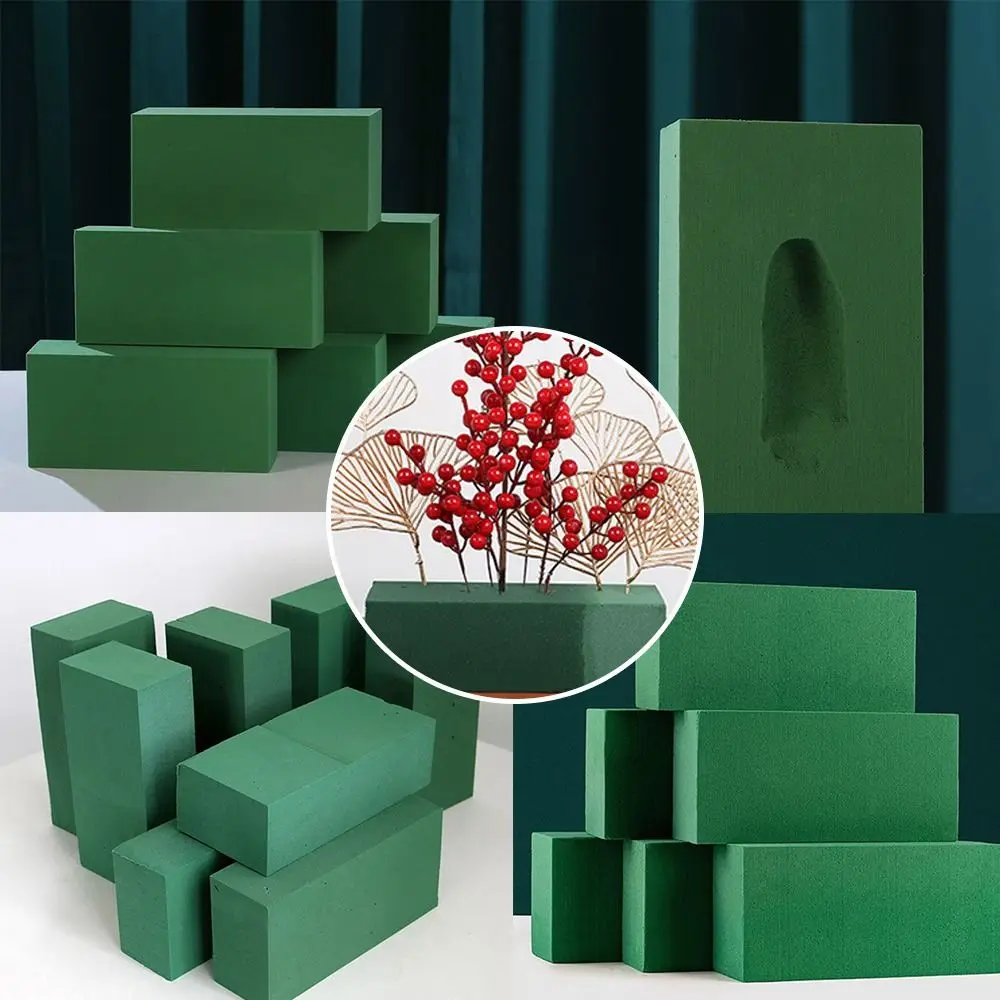 2/4/6pcs Rectangle Floral Foam Blocks Green Foam Floral Foam Brick Fresh-Keeping DIY Flower Arrangement Kit