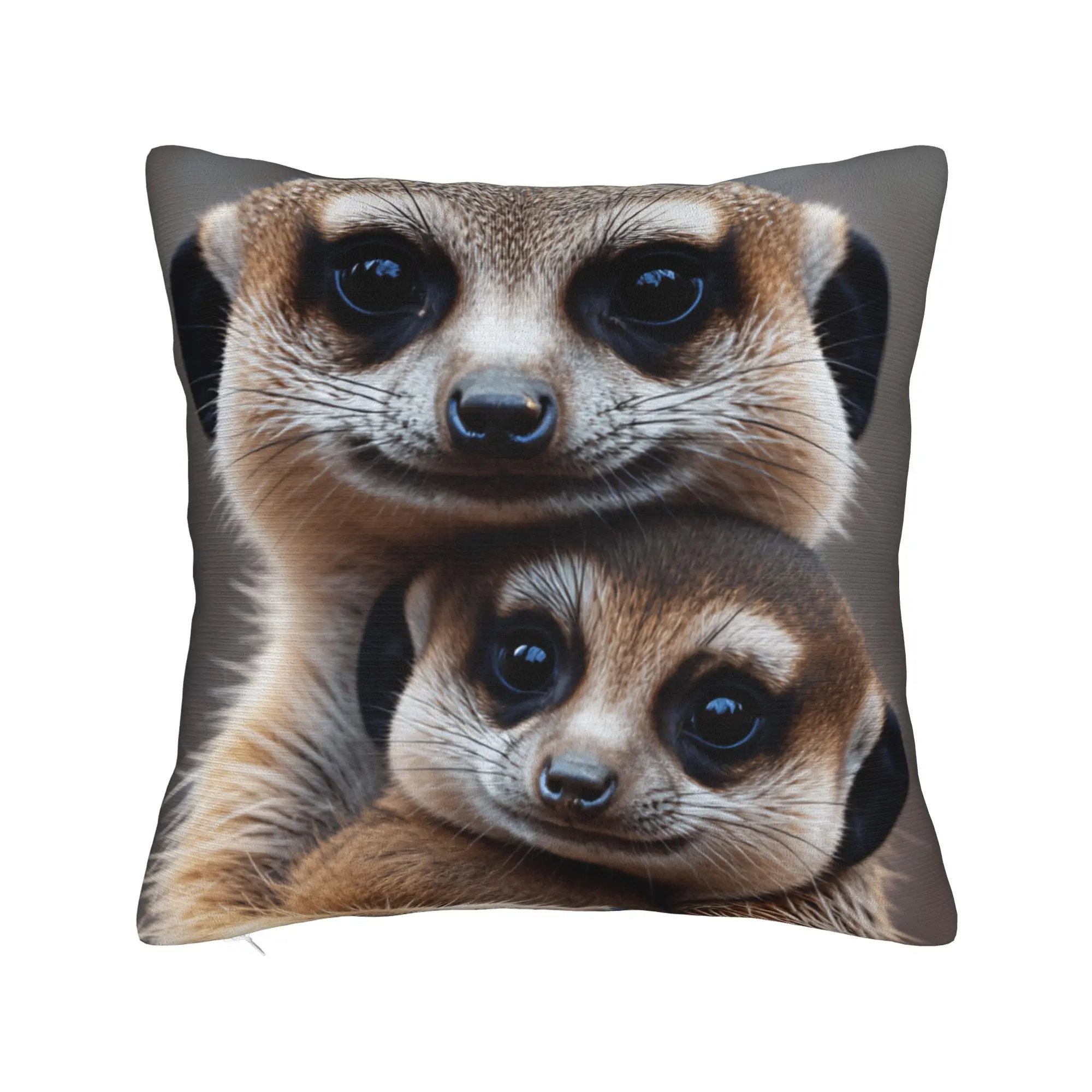 Pillow Case Adult Meerkat Holding Baby Meerkat Soft  Pillow Cover For Sofa Car Home Decor Fashion Pillowcases