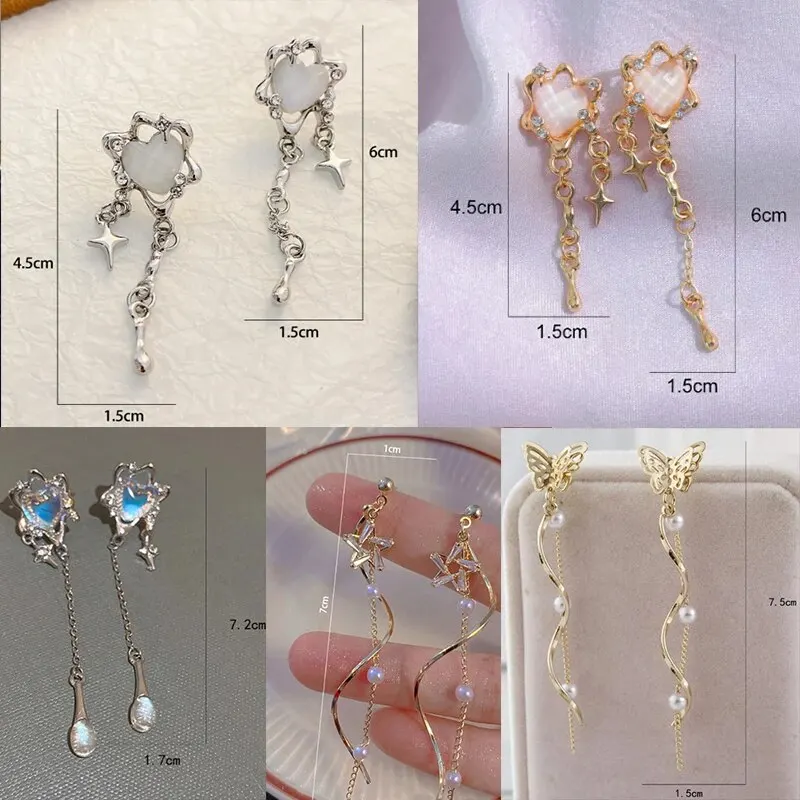 Fashionable Long Earrings with Diamond Leaves and Tassels Elegant Temperament Premium Earrings