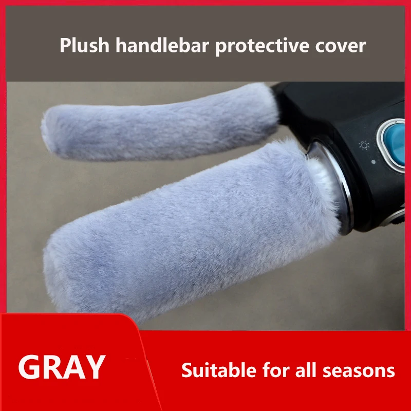 A Set Plush Grip Glove Motorcycle Handle Cover For Winter Thick Warm Handle Gloves Covers Universal Scooters Hand Warme