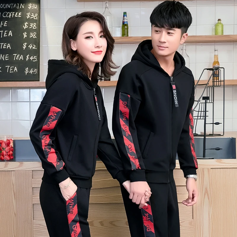 Hooded Sweater Adult Sports Suit Pure Cotton Red Spring and Autumn New KoreanStyle Couple Wear Loose Casual Trenddy Coat Fashion