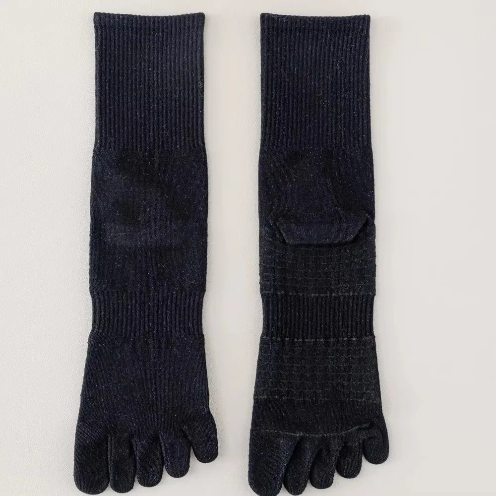 

1 пара носков Mid Crew с пятью пальцами, однотонные влагоотводящие носки, термотолстые спортивные носки с мягкой подкладкой для мужчин и женщин