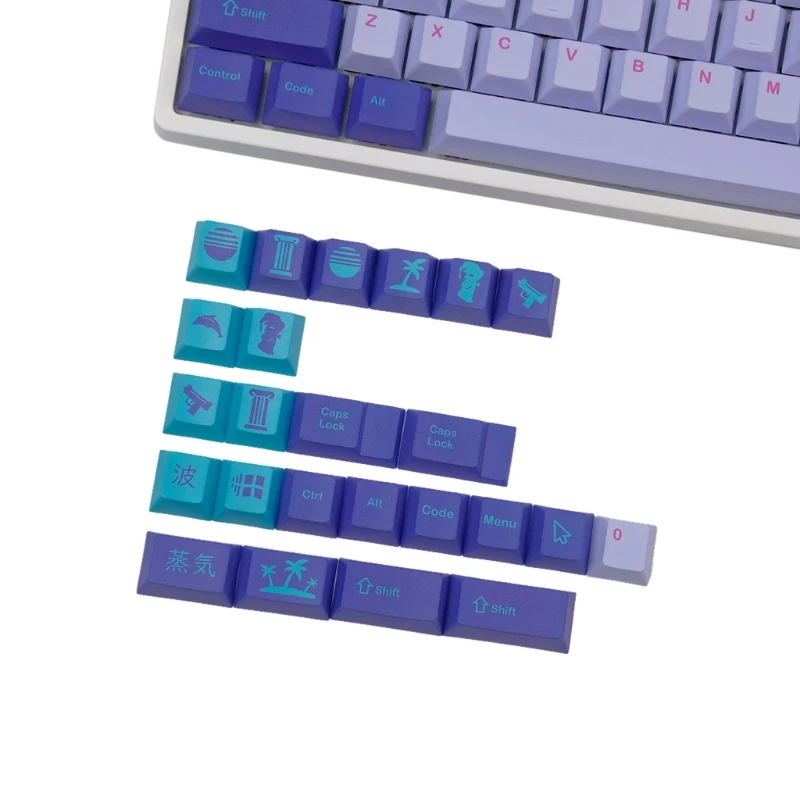 128 teclas/conjunto cereja perfil onda keycap pbt sublimação para tampas chaves para teclado mecânico cereja mx