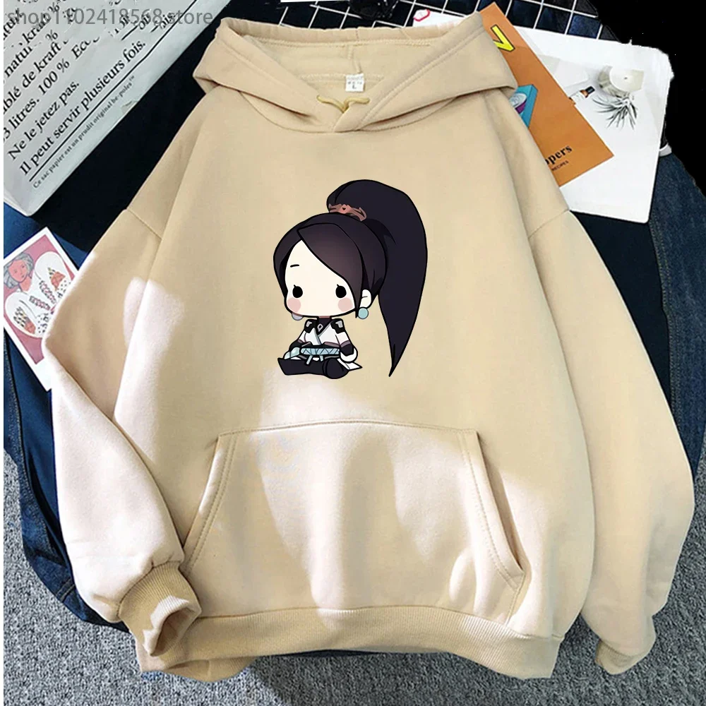 Cartoon Valorant Hoodie Unisex Sage Streetwear Women Autumn Winter Y2k Clothes for Teens Felpa Moletom Aesthetic Lounge Wear Men