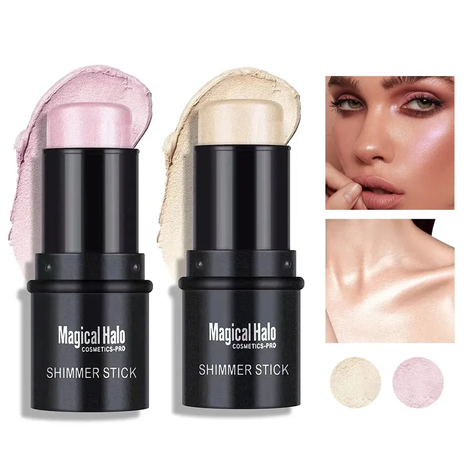 2pcs Highlighter Stick Makeup Face Contour Bronzer Shimmer Concealer Stick Glitter Modify Face Contour Illuminate Makeup Tools