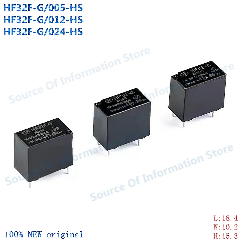 

10Pcs JZC-HF32F-G/005 012 024-HS Relay 5V 12V 24VDC 10A 4Pin