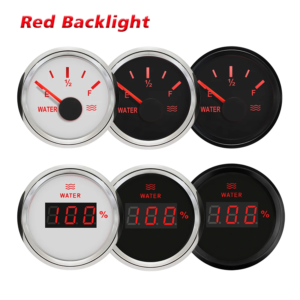 

Popular Marine 52mm Water Level Gauge Meter 0-190ohm 240-33ohm Signal for Car Boat RV Universal with Red Backlight 9-32V