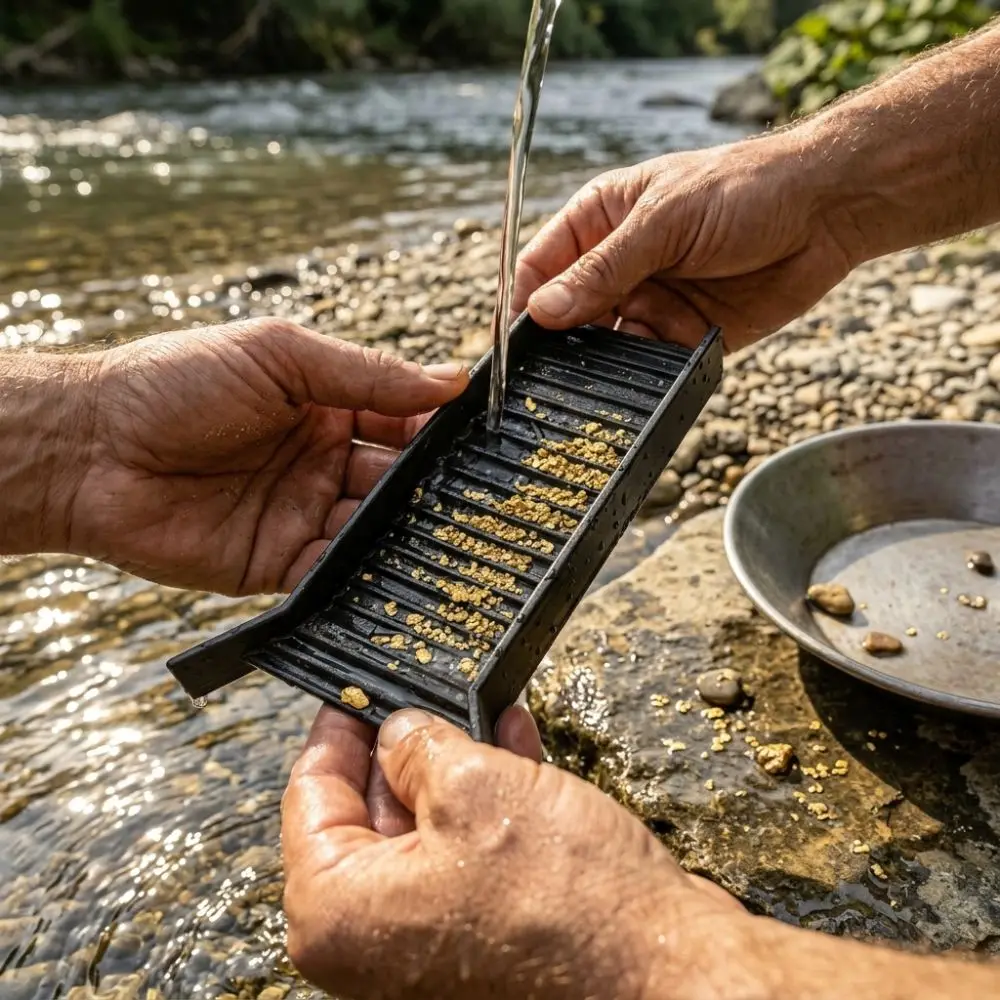 Manual Outdoor Gold Panning Sluice Handheld High-Efficiency Field Gold Sluice Box Wear Resistant Fine Gold Capture