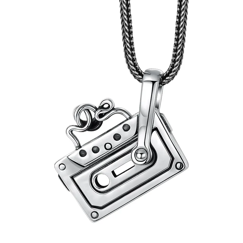 

S925 Sterling Silver Vintage Radio Pendant Necklace, Retro Unisex Jewelry Gift