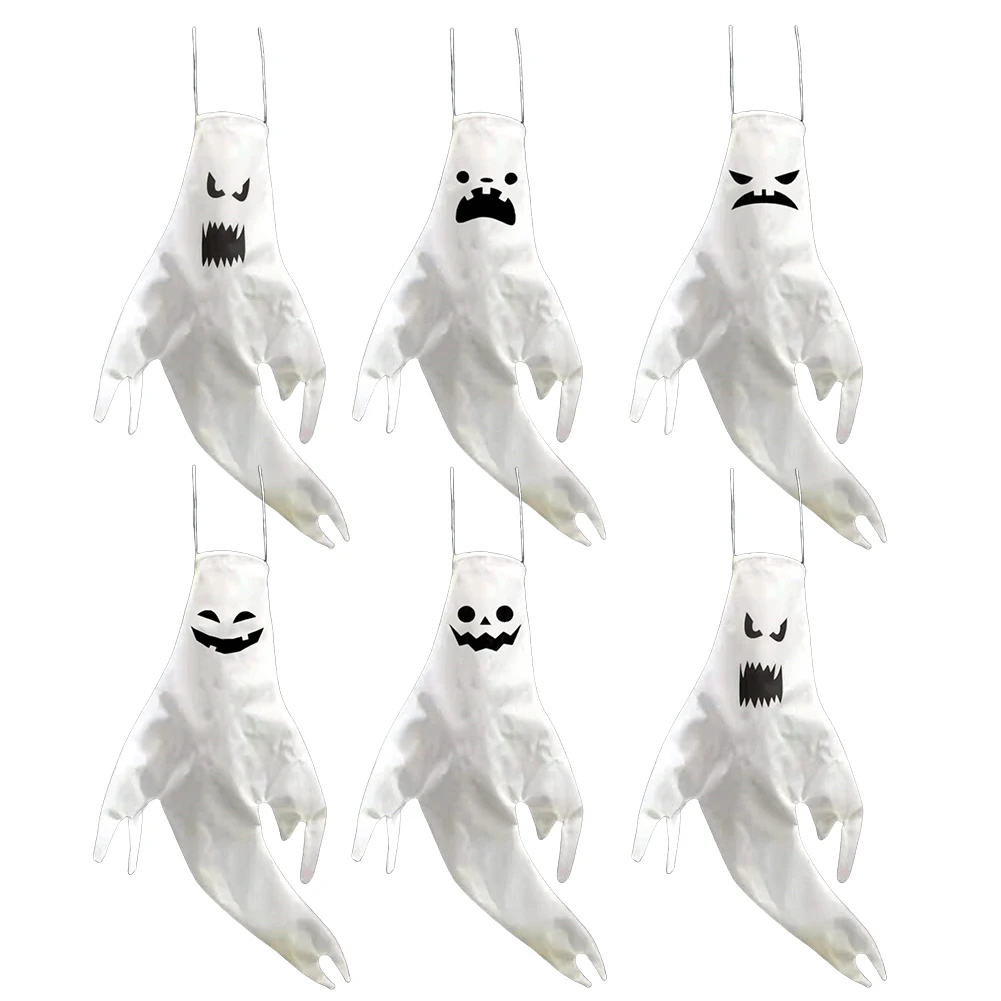 Halloween Windsocks Hanging Ghost Tree Hanging Windsock White Flying Ghosts Outdoor Haunted House Decor Outside Party Supplies