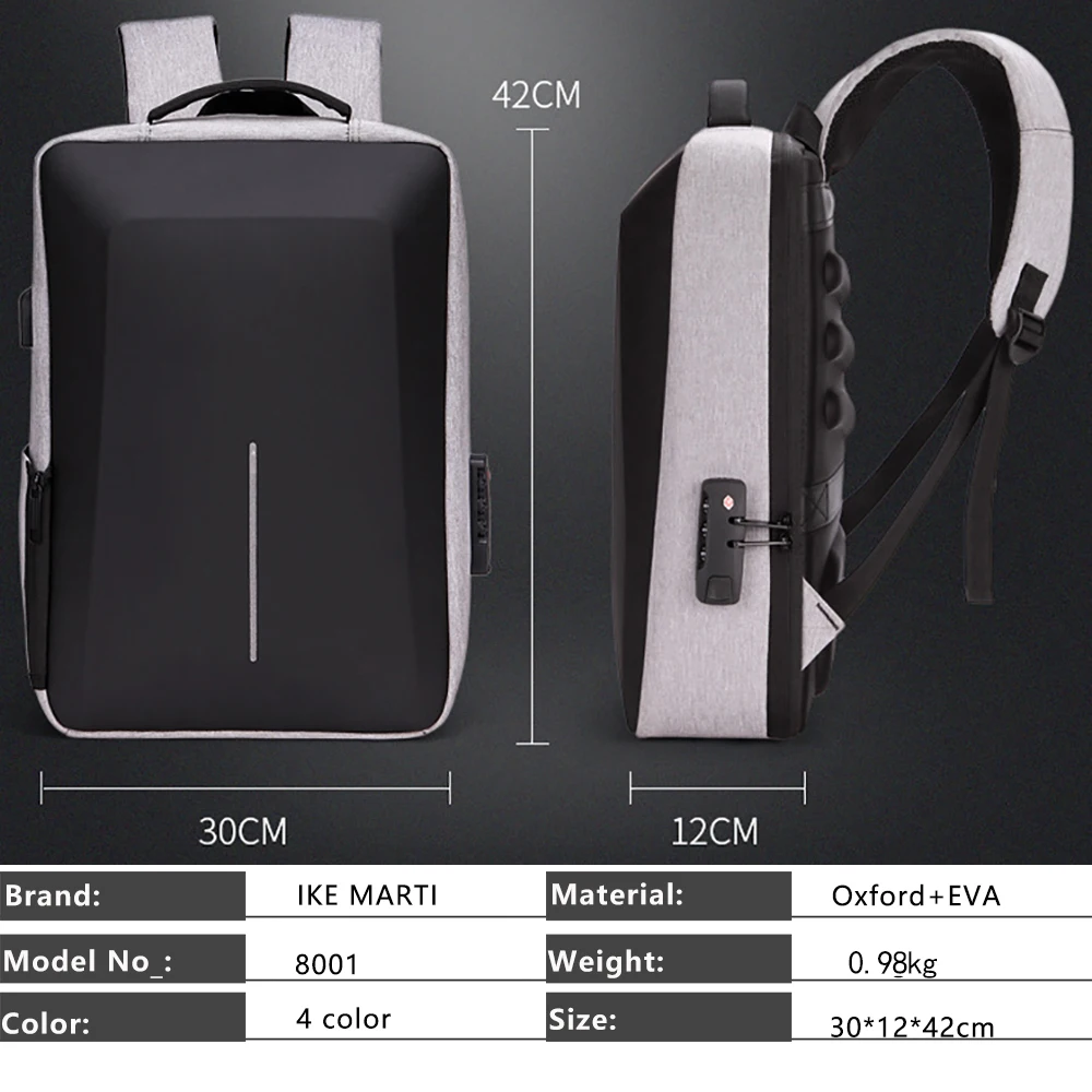 Mochila multifuncional para homem, garagem para ordenador portátil de 15,6 pulgadas, caderno, bolsa de ouvido com usb,