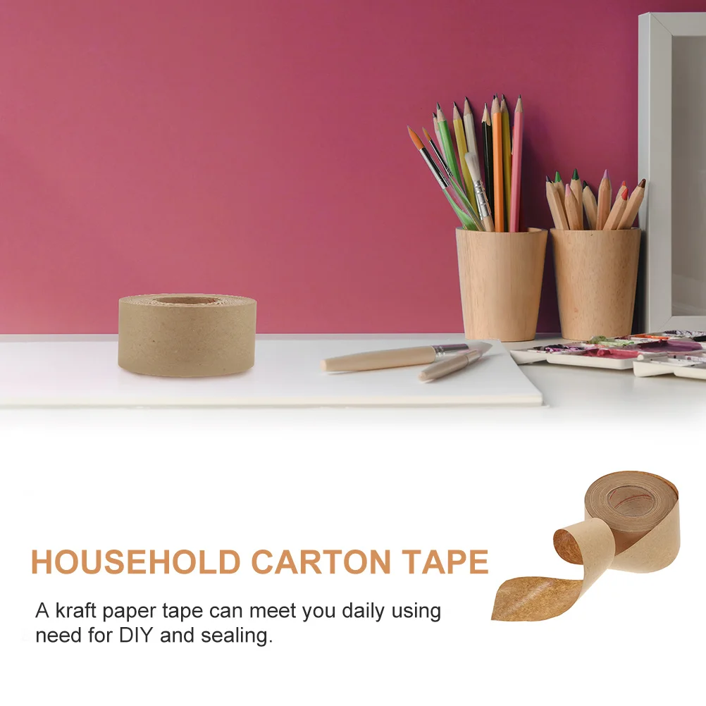 2 Rolls Water Activated Kraft Paper Tape Strong Adhesion Writable Flatback Sealing Tape for DIY Packaging and Carton Sealing