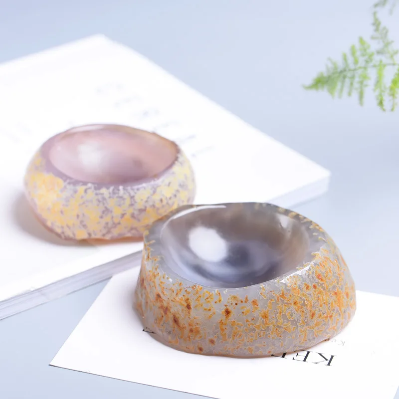 

100% Natural Crystal Agate Bowl Agate Ashtray Crystal Ashtray Home Decoration Stones And Minerals Healing Crystals