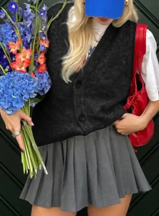 

Свитер-майка 2025, модный новейший хит продаж, повседневный минималистичный жилет на пуговицах, шерстяная женская одежда, осень/зима 2025