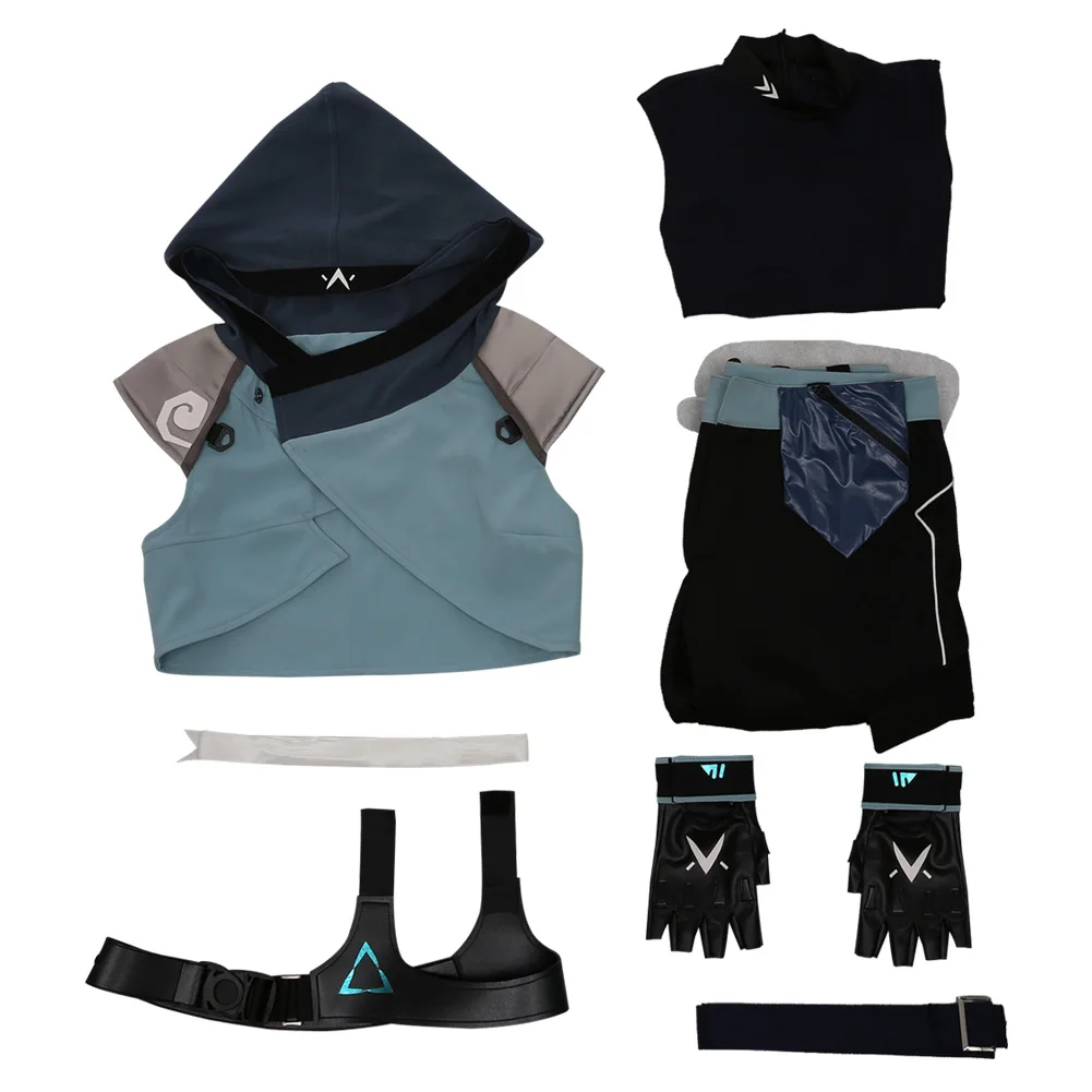 Jett-Perruque de jeu Cosplay pour femme, Costume Fantrenfor, Gants de jeu de rôle, Tenues d'Halloween, Combinaison, Vêtements de fête de carnaval, Valorant, Adulte