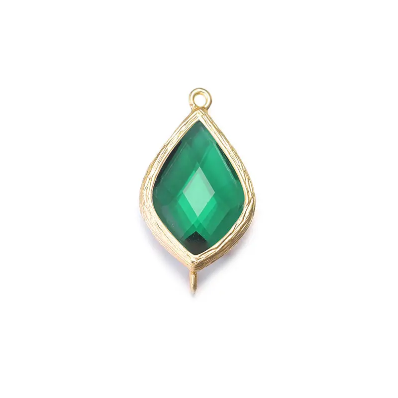 4PCS 14x24MM High Quality 18K Gold Color or Silver Color Brass Colourful Glass Beads 2 holes Drop Shape Connect Charms