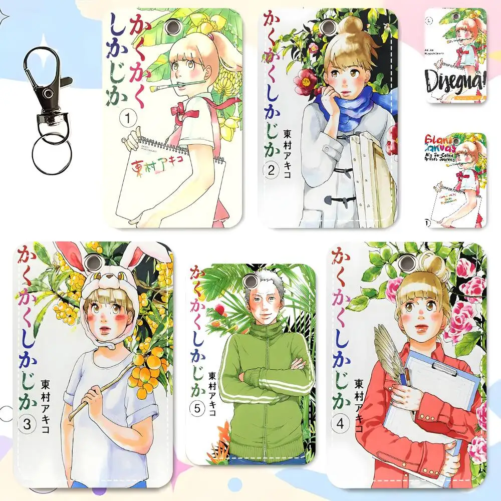 1pc Kakukaku Shikajika Card Case Keychain Access Card Bag Key Tag Ring Leather Card Holder Key Ring Access