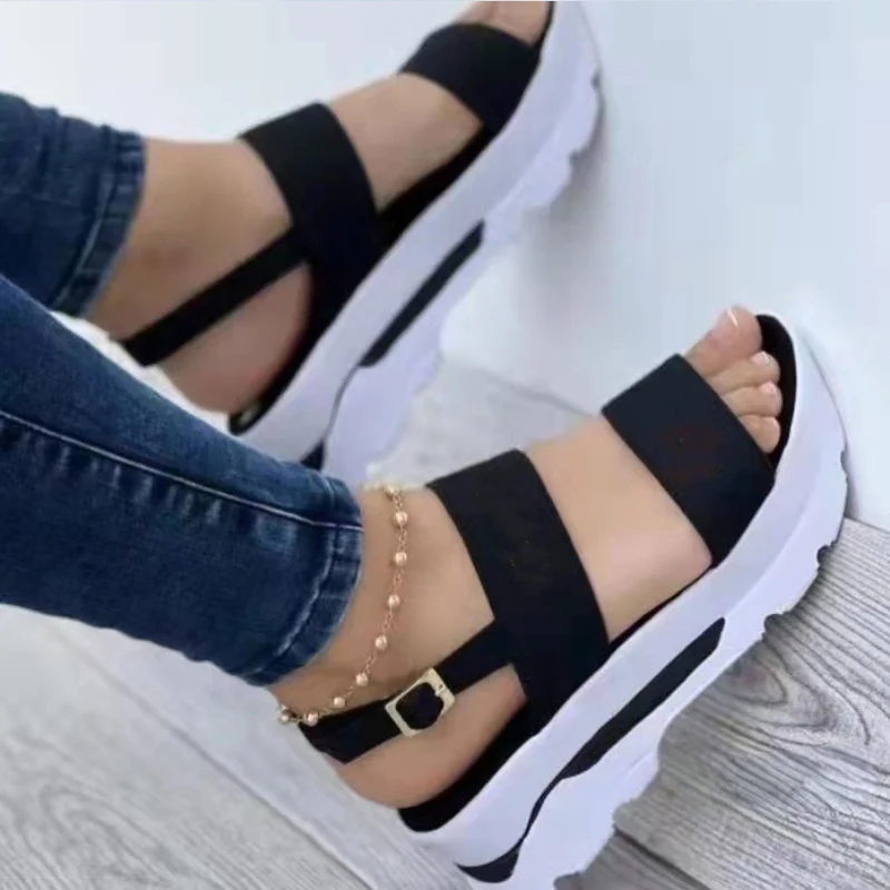 Sandalias de cuña ligeras para Mujer, zapatos de plataforma con tacones, calzado informal de verano