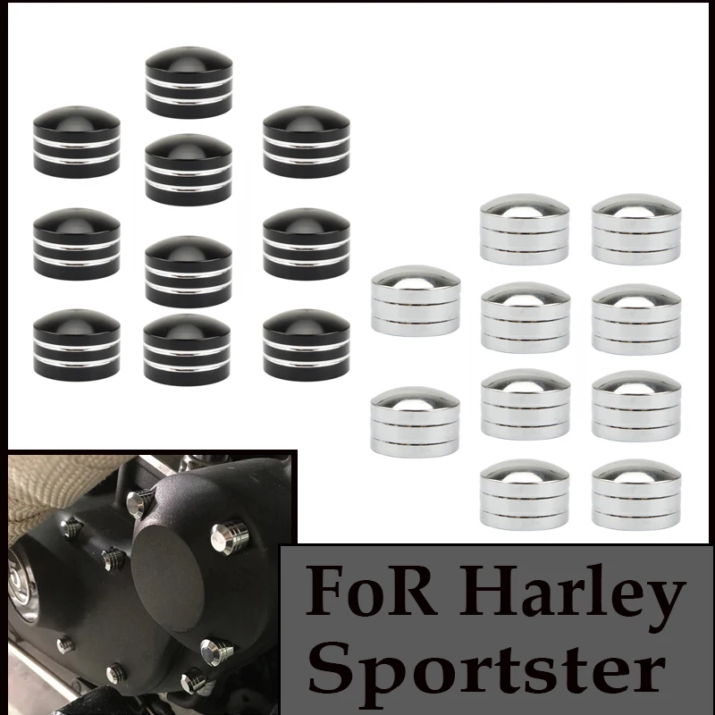 FoR Harley Sportster Dyna Softail Touring Road King10pcs Motorcycle Twin Cam Bolt Head Cap Schrauben Topper Cover Aluminum alloy