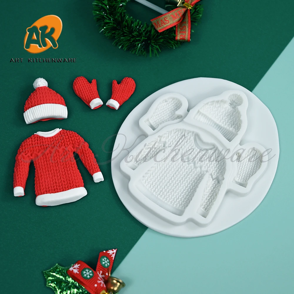 Christmas Silicone Mold Sweater Fondant Cake Decoration Silicone Mold Hand Made Decorating Leaves Chocolate Candy Kitchenware