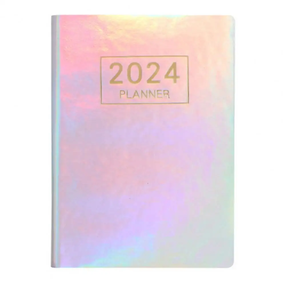 A7 2024 English Planner Leather Hardcover 120 Pages Paper Mini Journal Dairy Pocket Notebook Student Office