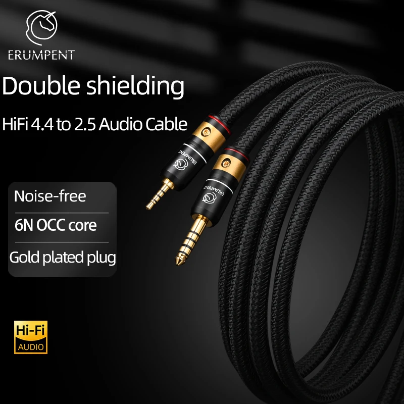 ERUMPENT Hi‑End 6N OCC Core HiFi Audio Cable Gold Plated Balanced 4.4mm Jack to 2.5mm Jack for Digital DAC Amplifier