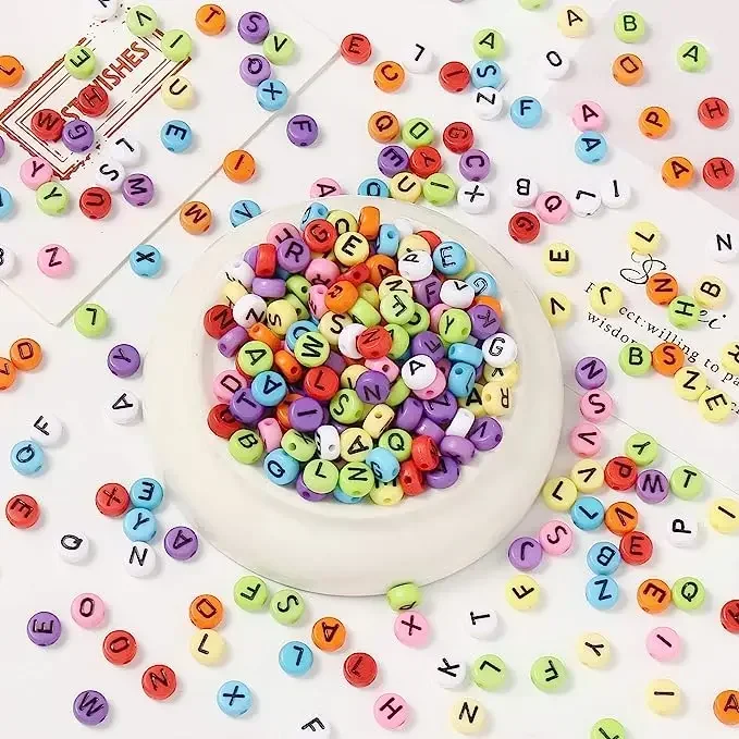 100-500PCS Acrylic A-Z 26 Letter Beads Round Flat Loose Spacer Colored Alphabet Beads For Jewelry Making Diy Bracelet Necklace