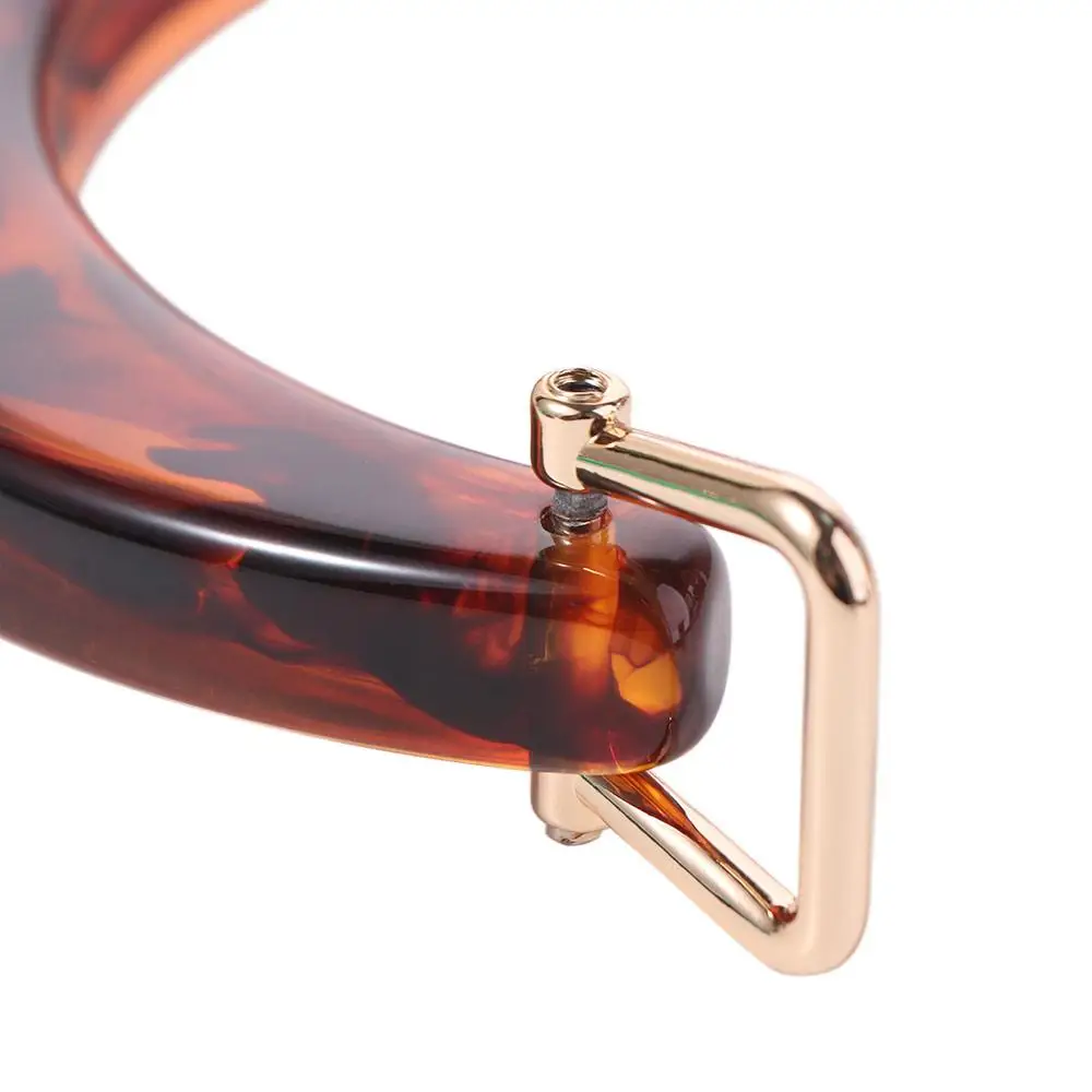 Luxury Resin Women's Bag Handle U-Shaped Semi-circular Handbag Handles 13.5cm with Square Buckle Tote Grip Handcrafted