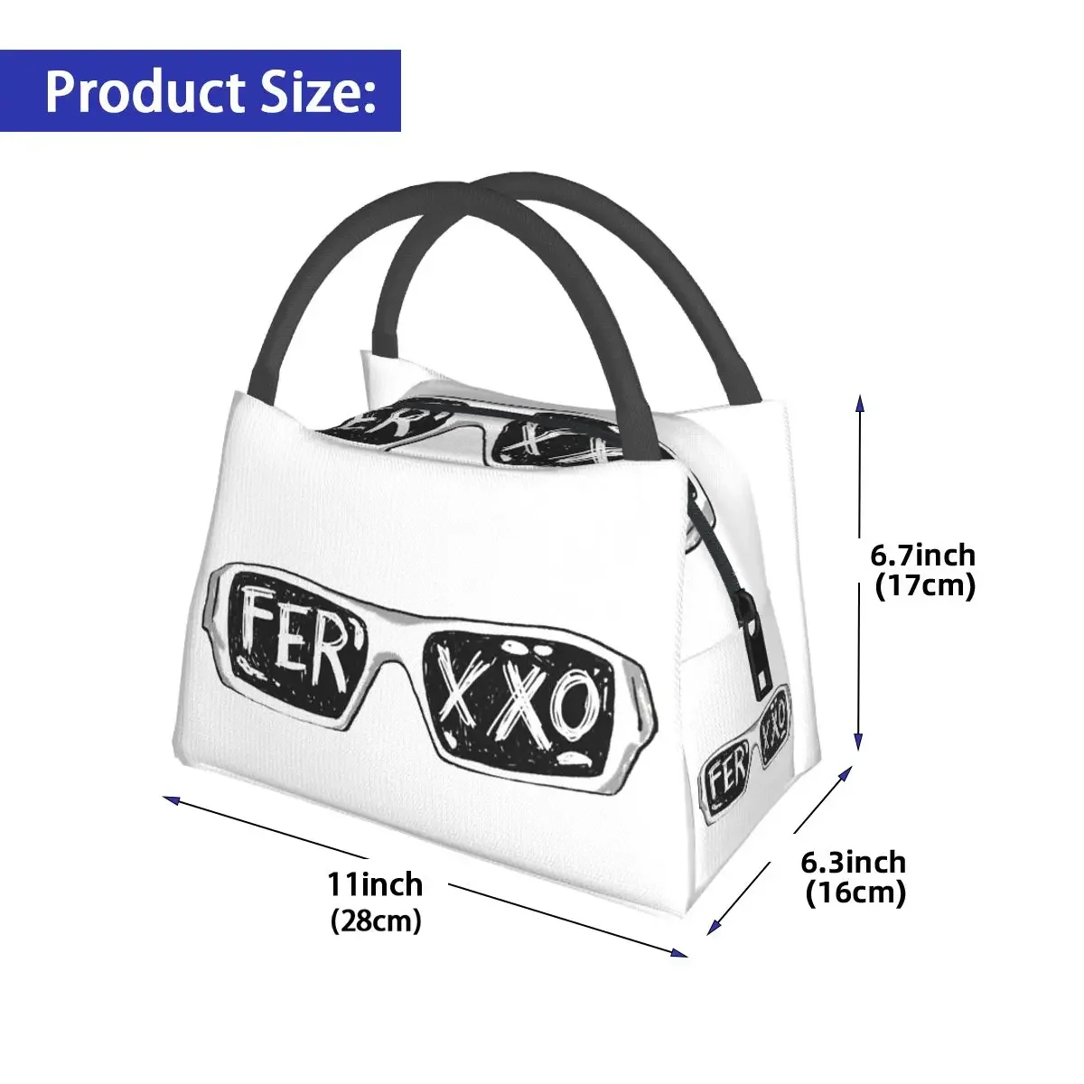 Ferxxo Glasses - Feid Logo Classic Sticker Lunch Bags Insulated Bento Box  Lunch Tote Picnic Bags Cooler for Woman Children Work