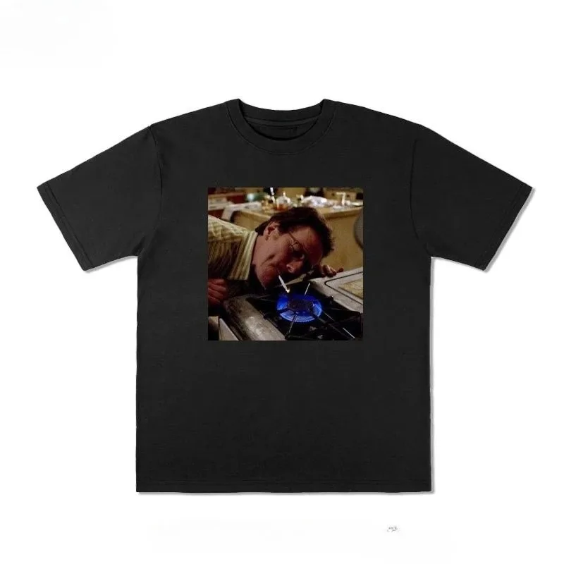 

Retro European and American Style Japanese Breaking Bad Old White Gas Cigarette Lighter T-shirt Hip-hop High Street Men Women