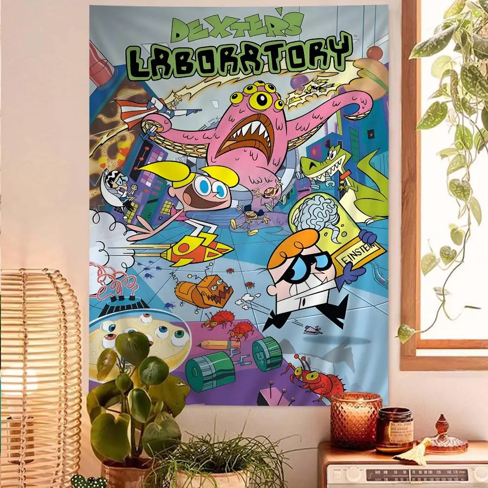 Cartoon D-Dexters L-Laboratory Cartoon Tapestry Art Science Fiction Room Home Decor Wall Hanging Home Decor