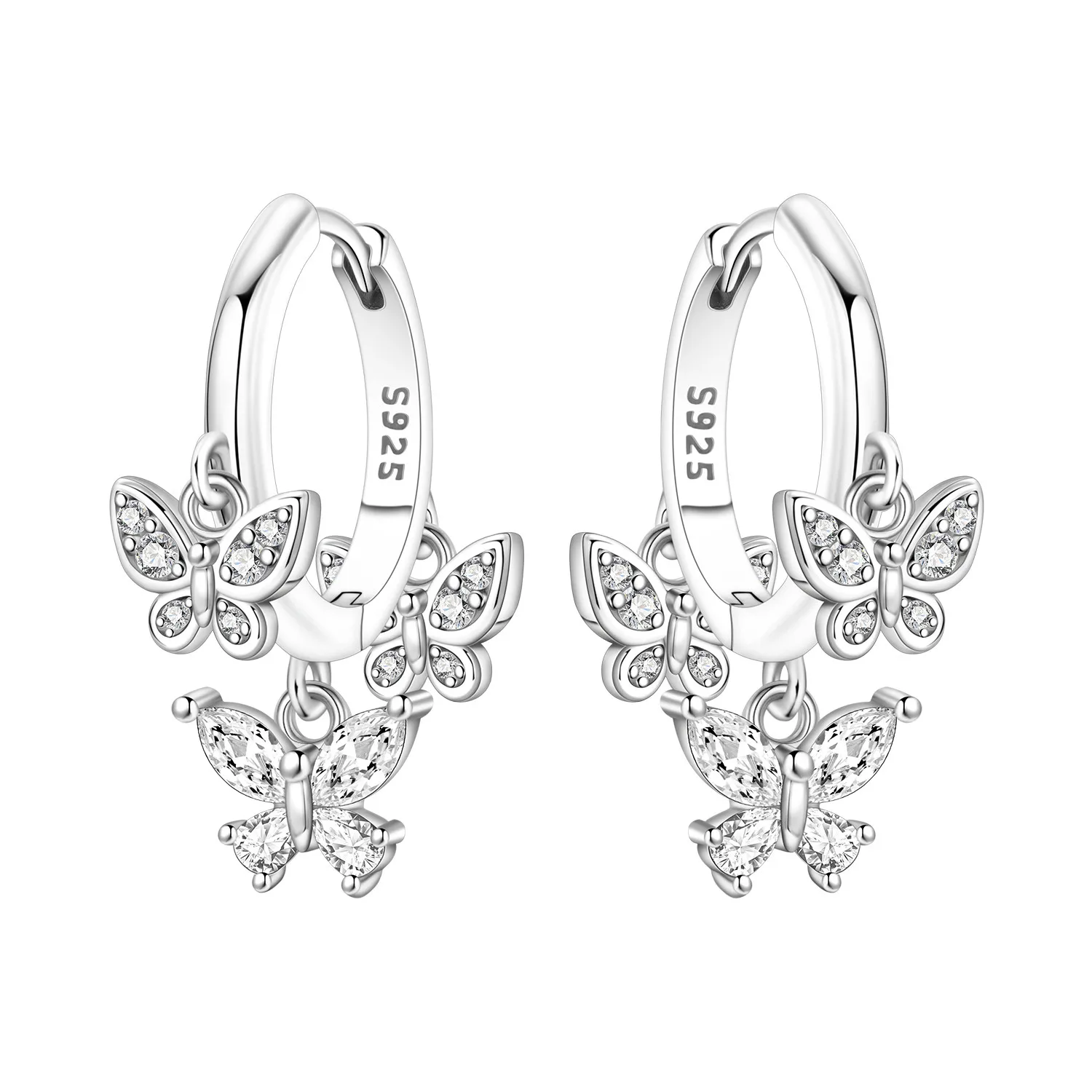 CYCUFF 925 Sterling Silber Schmetterlings-Insekten-Tropfenohrringe für Damen, Charm-Ohrringe, trendiger Partyschmuck, Geschenke zum Hochzeitstag