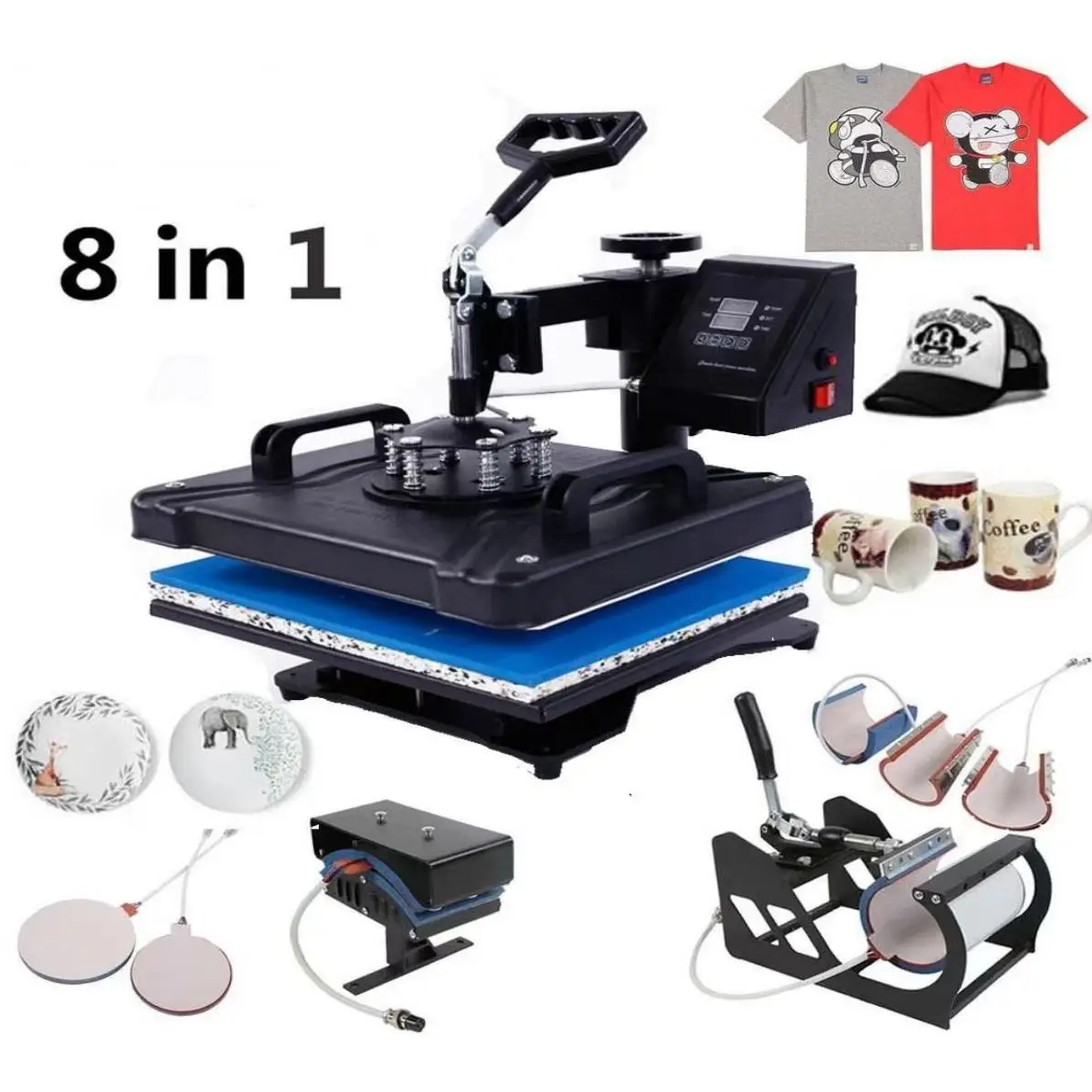 8 in 1 29*38cm  Multi-function Heat Press Machine 8 in 1 Combo Heat Press Machine for  T- Shirt Mug Hat Printing