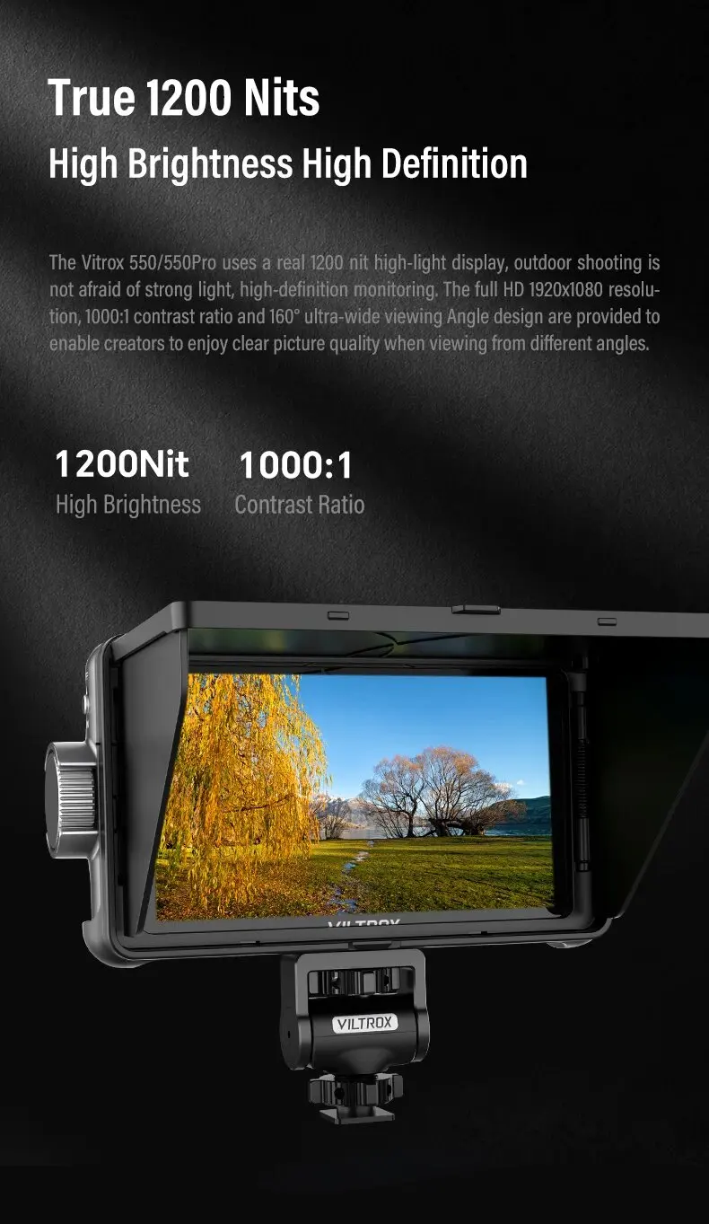VILTROX DC-550 Pro II 5,5" Tragbarer Feldmonitor 1920×1080 4K HDMI Touchscreen-Videomonitor mit 3D LUT für Kamera-Videografie – Detail 8