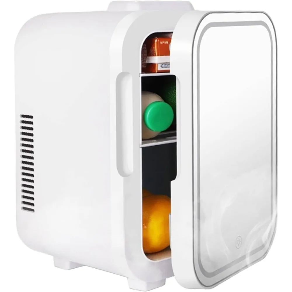 Przenośna lodówka mini 8L, ciche chłodzenie i ogrzewanie z jasnym oświetleniem, do samochodu i domu - duża pojemność na kosmetyki, napoje, me
