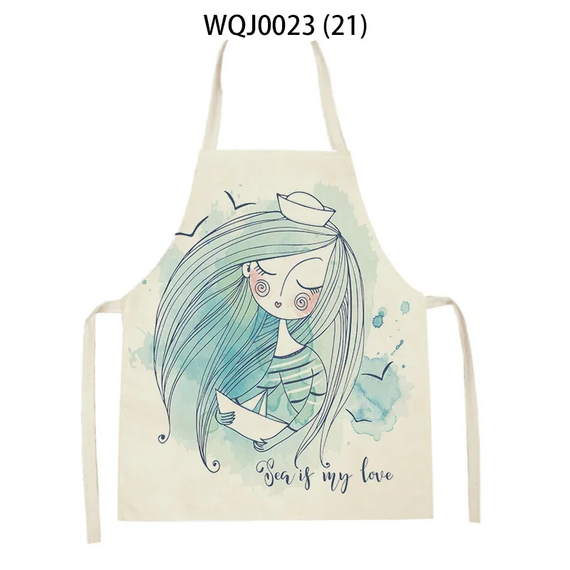 1Pcs Cute Daughter Apron for Women Sleeveless Manga Girl Aprons  Maiden Home Cooking Baking Bib Cleaning Tools kawaii apron