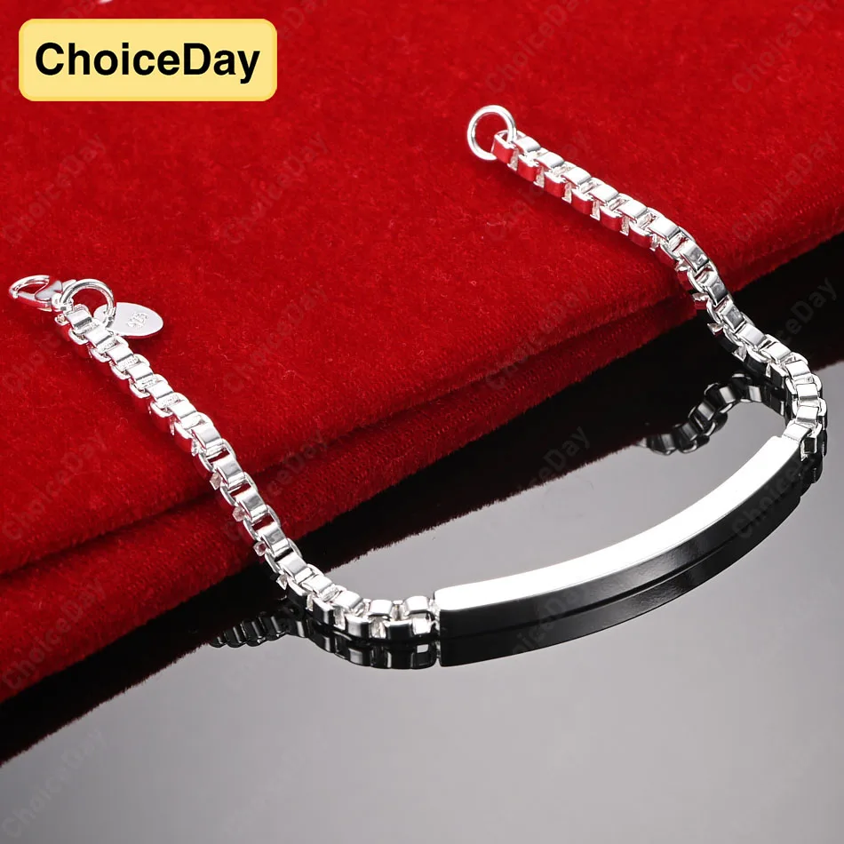 

ChoiceDay 925 Sterling Silver 8 Inch 20cm Women's Simple Square Bracelet Jewelry Accessories Party
