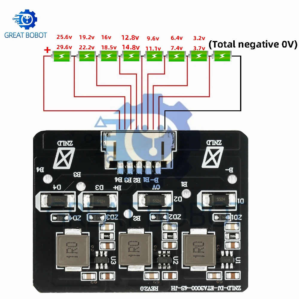 BMS 2S-8S 1.2A Active Balance Board Equalizer for Lifepo4 LTO Lithium Battery Energy Transfer Board Compatible 3S 4S 5S 6S 7S 8S view 3