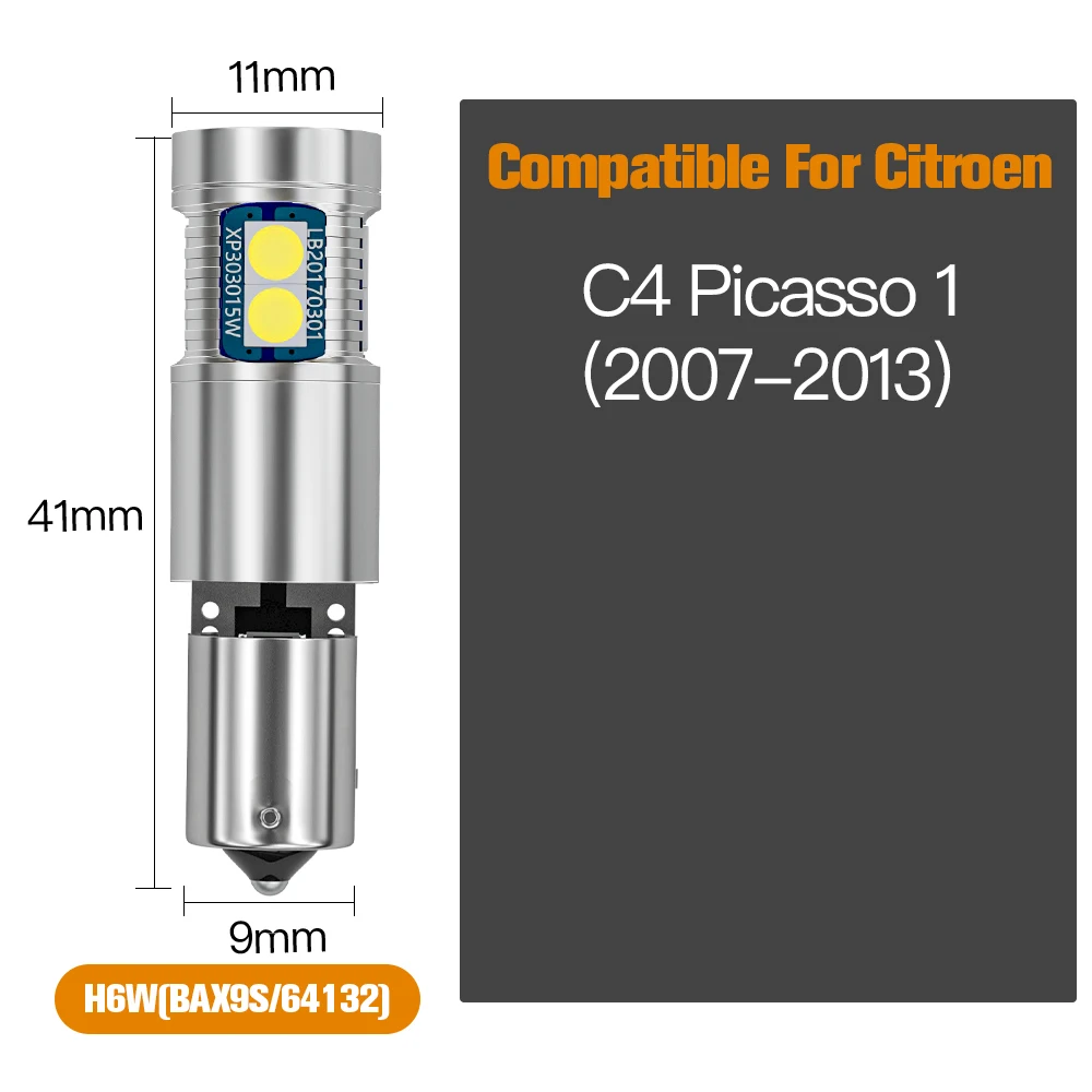 2 stuks LED Klaring Licht Parking Blub H6W BAX9S 64132 Canbus Voor Citroen C4 Picasso 1 2007 2008 2009 2010 2011 2012 2013