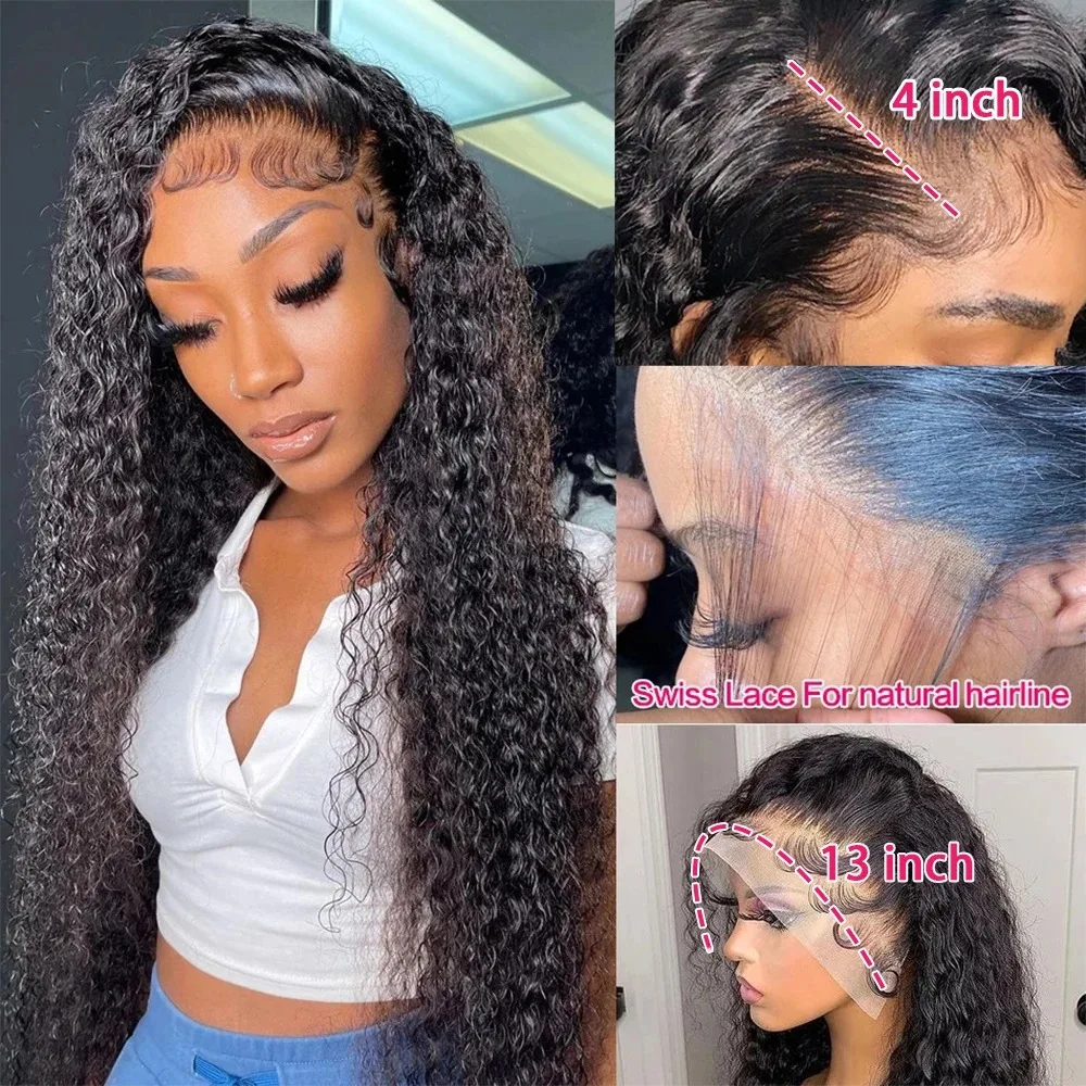 30 Inch Deep Wave Lace Front Wig HD Transparent 13x6 Lace Frontal Human Hair Wigs Lace Wig Remy Deep Curly Front Wig For Women