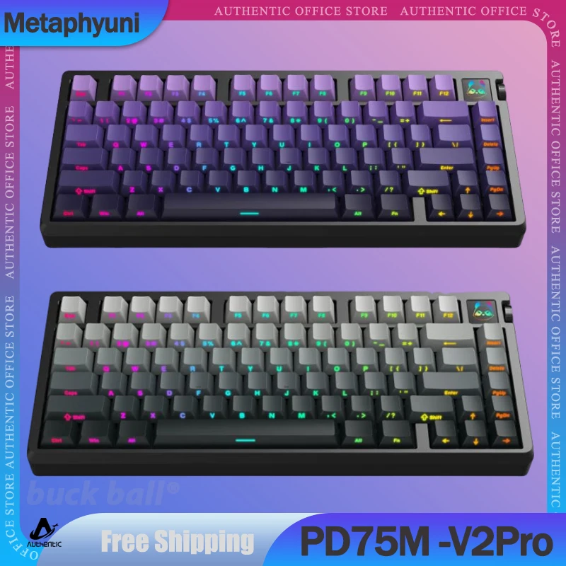 

Metaphyuni Metapanda Pd75m -V2Pro Mechanical Gamer Keyboard 3mode 2.4G Bluetooth Wireless Keyboard 80 Keys Gaming Keyboards Gift