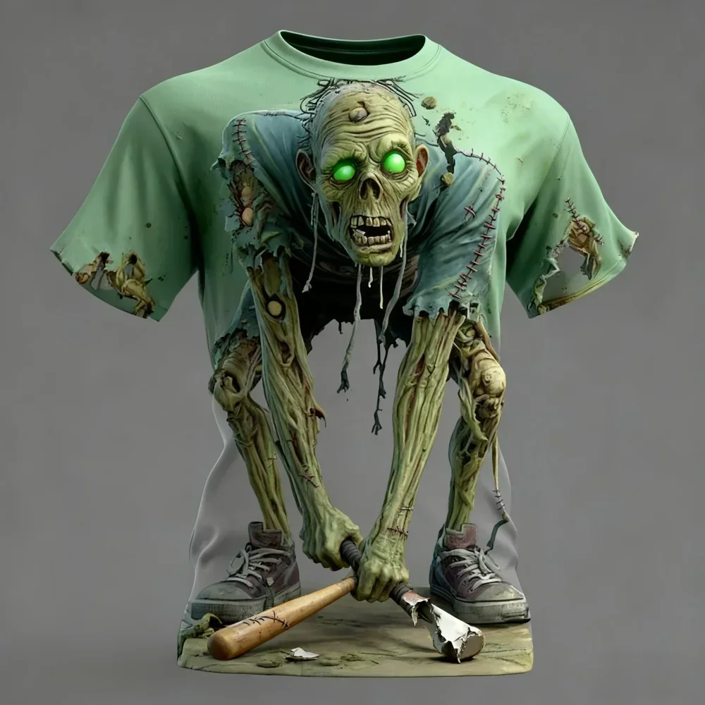 Halloween Kreatives Horror-Zombie-3D-Druck-T-Shirt für Männer und Frauen, modisches Street-Party-Casual-Familienfreundliches Kurzarm-T-Shirt – Detail 16