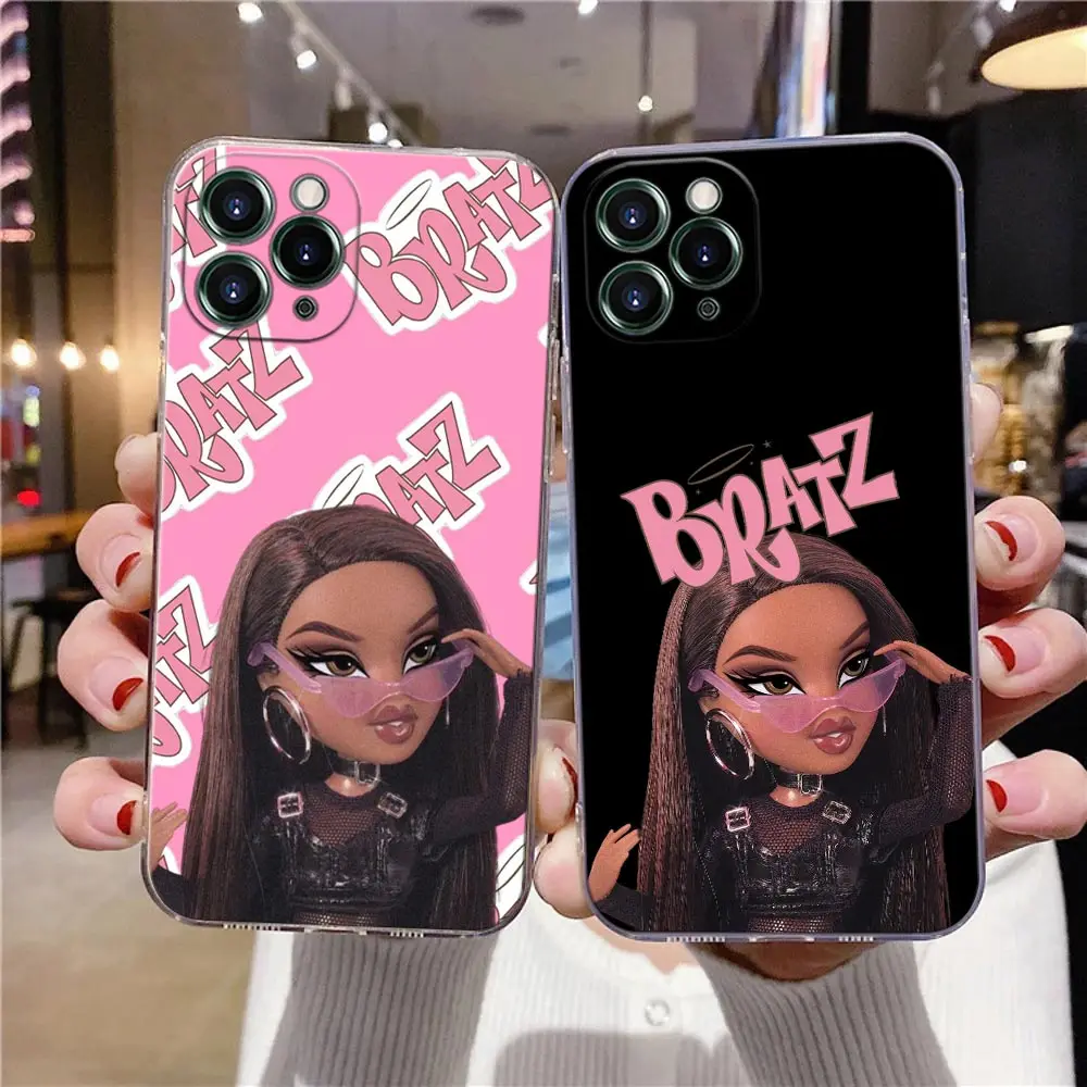 Bratz Cartoon Fashion Girl Clear Case For iPhone 16 15 14 13 12 11 Pro Max Mini Xs XR X 7 8 Plus 6 Cover For iphone 16 Pro Cases