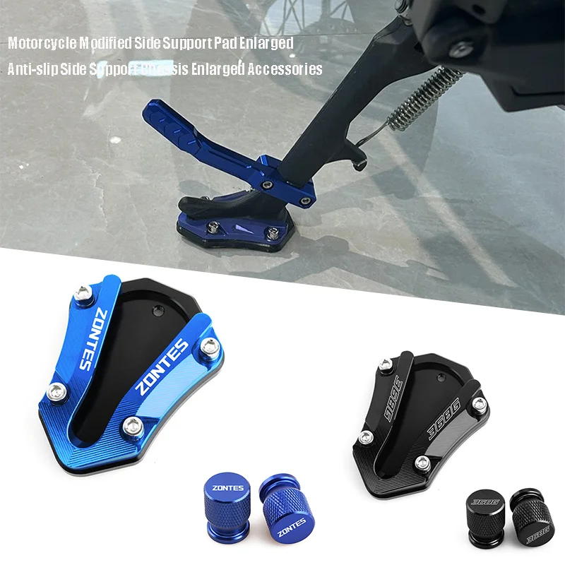 

For Zontes 368G 368 G 368-G Foot Side Stand Enlarger Plate Support Pad Kickstand Extension Motorcycle Accessories & Valve Cap