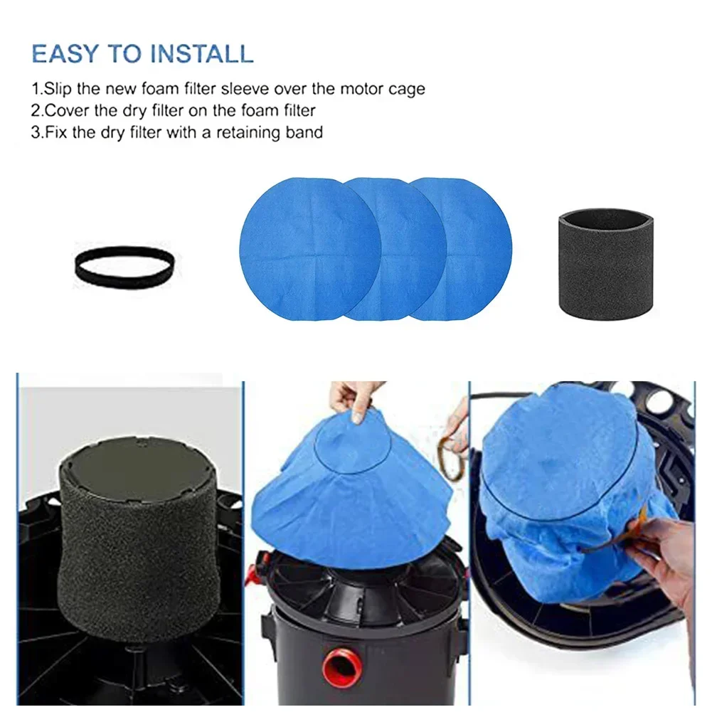 أكياس تصفية + حلقة التجنيب + طقم مرشح الرغوة لمتجر Vac المكانس الكهربائية الرطبة/الجافة قطع الغيار استبدال الملحقات