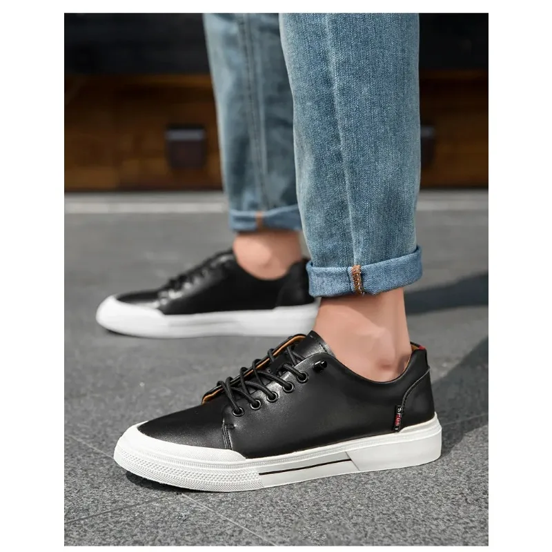 

Genuine Leather Men Casual Shoes Designer Luxury Brand Lace Up Skateboard Sneakers Italian Men's Shoes Mocassins