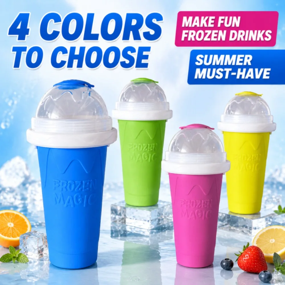 Homemade Smoothie Cup Quick-Frozen Ice Cream Milkshake Bottle Summer DIY Juice Iced Cup Freezed Portable Squeeze Slushie Cups