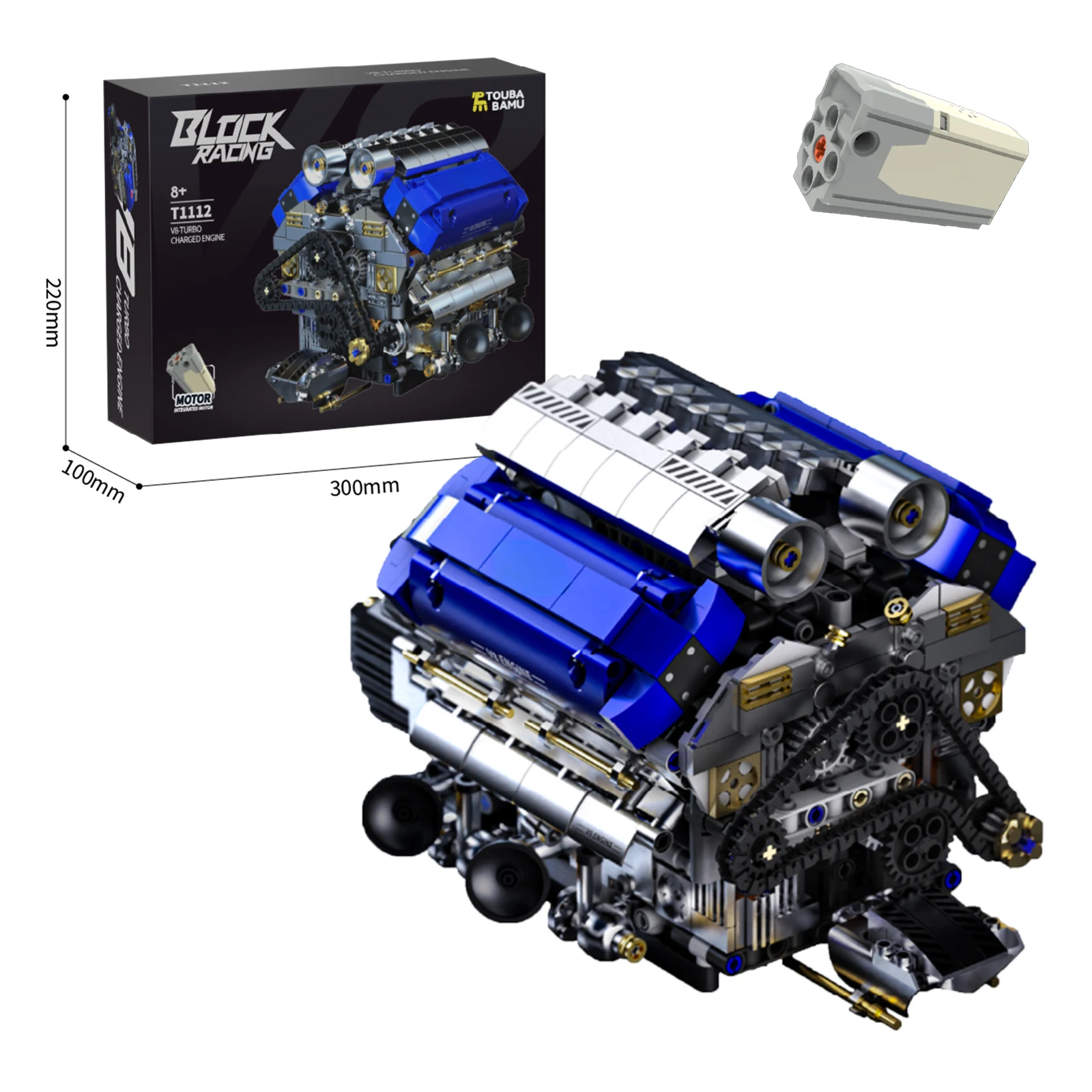 

T1112 1289pcs Sports Car V8 Turbo Engine Model Electric Building Blocks Small Particles DIY Construction Toy for Adults Kids