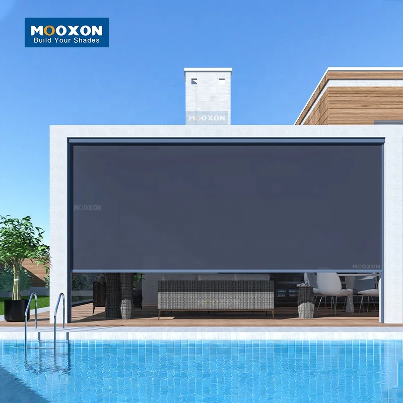 Motorized Retractable Screen Window Windproof Anti-mosquito Curtain Motorize Patio Electric Rolling Shutters